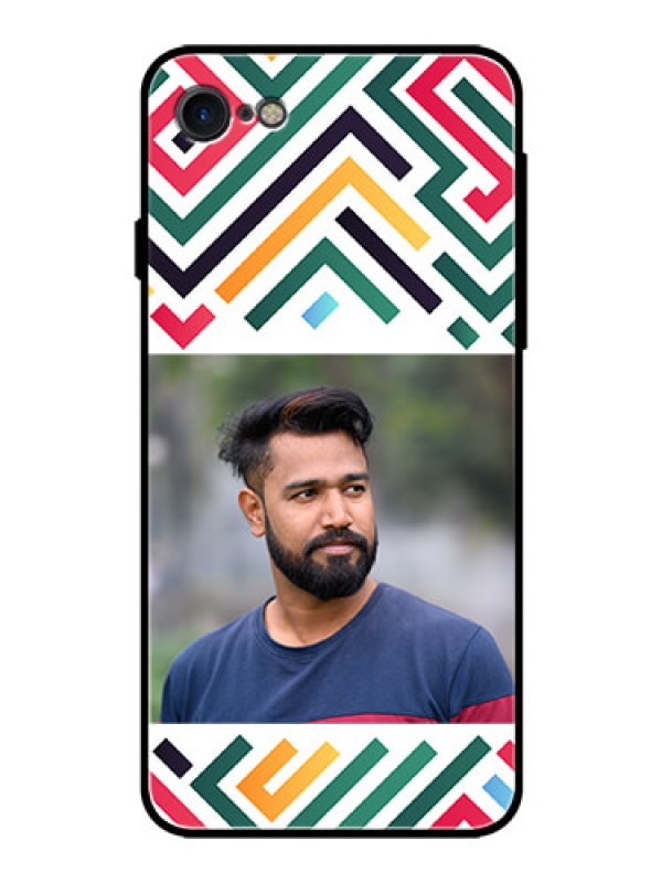 Custom iPhone SE (2020) Personalized Glass Phone Case - Colorful Maze Pattern Design