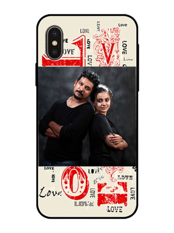 Custom Apple iPhone X Photo Printing on Glass Case  - Trendy Love Design Case