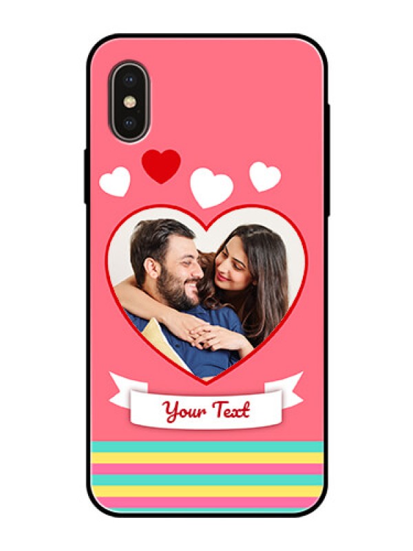 Custom Apple iPhone X Photo Printing on Glass Case  - Love Doodle Design