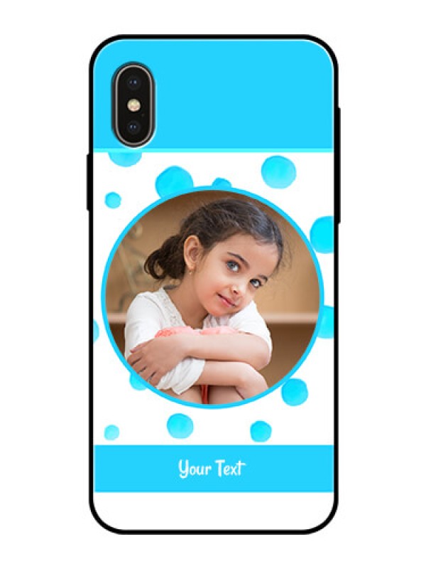 Custom Apple iPhone X Photo Printing on Glass Case  - Blue Bubbles Pattern Design