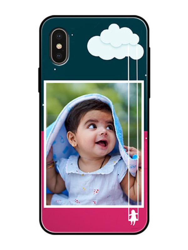 Custom Apple iPhone X Custom Glass Phone Case  - Cute Girl with Cloud Design