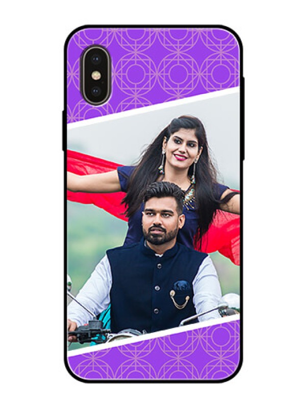 Custom Apple iPhone X Custom Glass Phone Case  - Violet Pattern Design