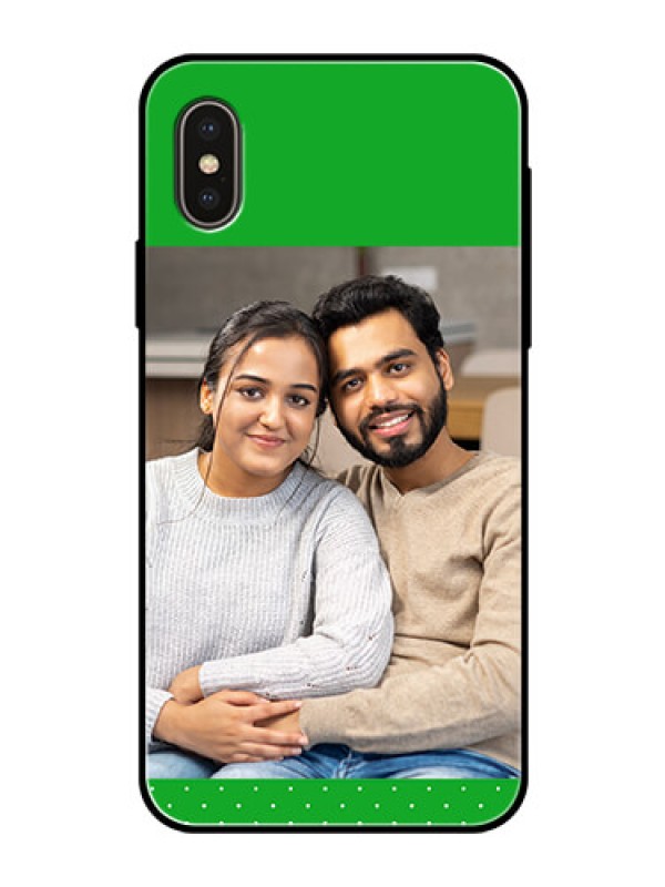 Custom Apple iPhone X Personalized Glass Phone Case  - Green Pattern Design