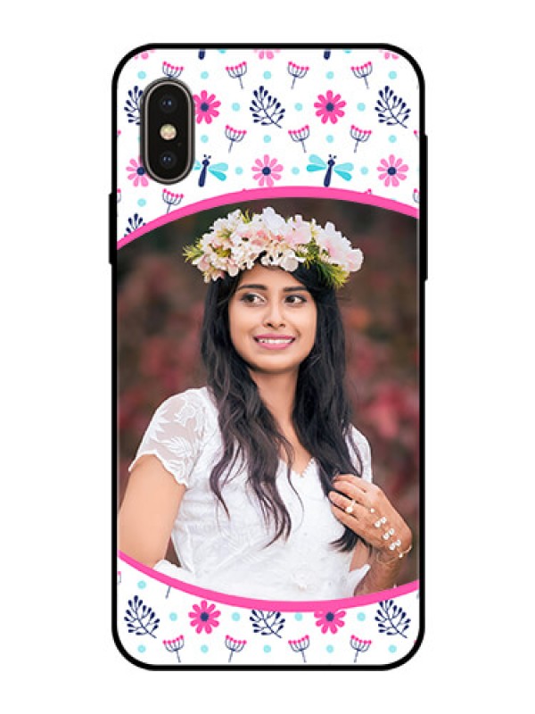 Custom Apple iPhone X Photo Printing on Glass Case  - Colorful Flower Design