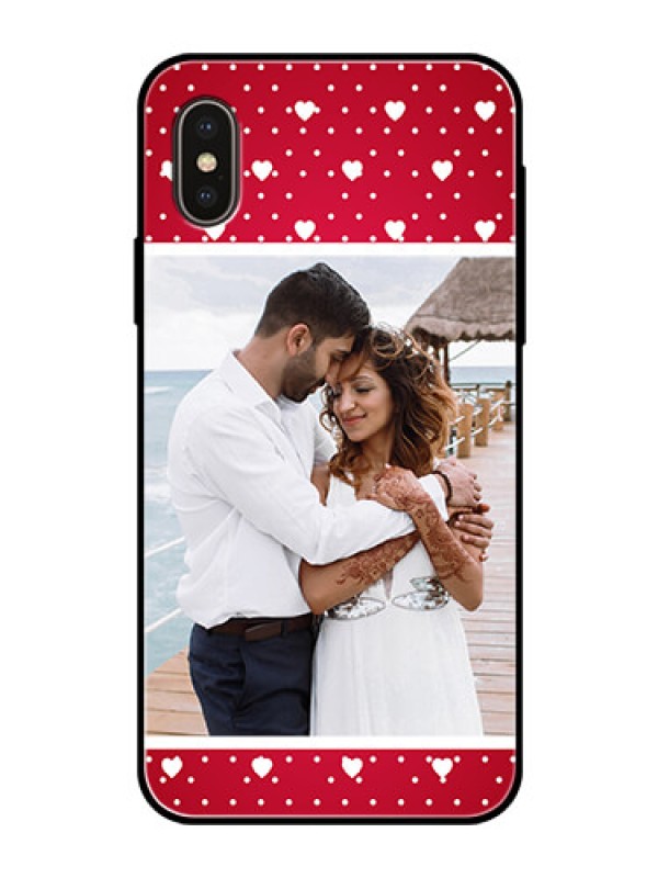Custom Apple iPhone X Photo Printing on Glass Case  - Hearts Mobile Case Design