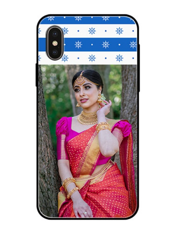 Custom Apple iPhone X Photo Printing on Glass Case  - Snow Pattern Design