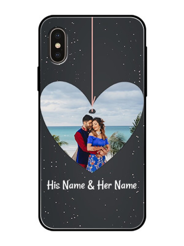 Custom Apple iPhone X Custom Glass Phone Case  - Hanging Heart Design