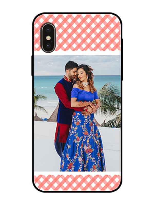 Custom Apple iPhone X Personalized Glass Phone Case  - Pink Pattern Design