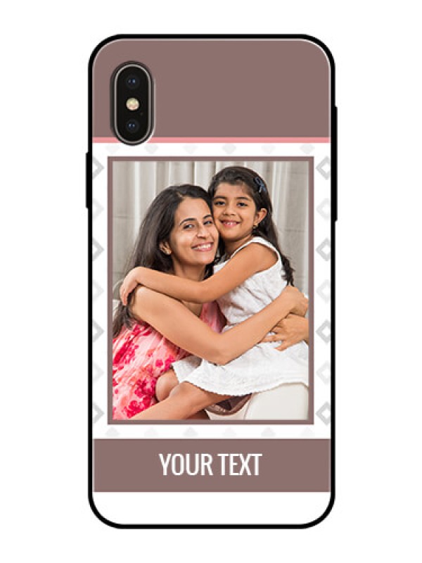 Custom Apple iPhone X Photo Printing on Glass Case  - Simple Diamond Design