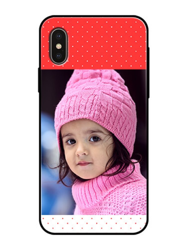Custom Apple iPhone X Photo Printing on Glass Case  - Red Pattern Design