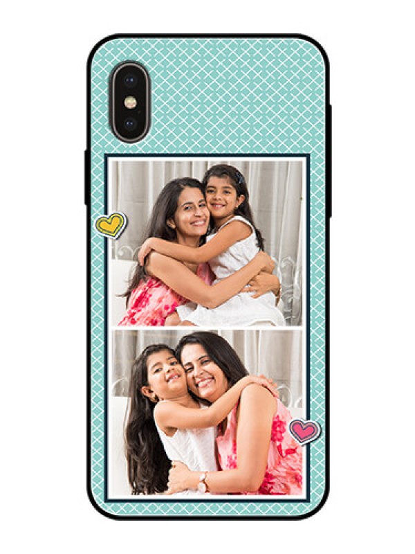 Custom Apple iPhone X Custom Glass Phone Case  - 2 Image Holder with Pattern Design
