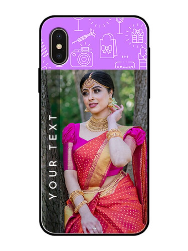 Custom Apple iPhone X Custom Glass Mobile Case  - Birthday Icons Design