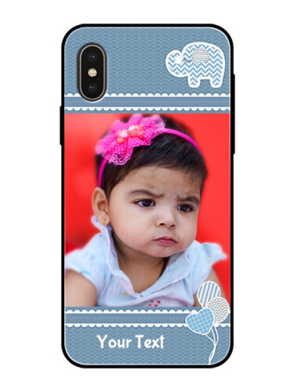 Custom Apple iPhone X Photo Printing on Glass Case  - with Kids Pattern Design
