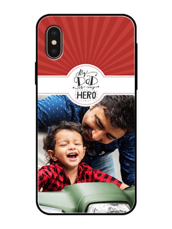 Custom Apple iPhone X Photo Printing on Glass Case  - My Dad Hero Design