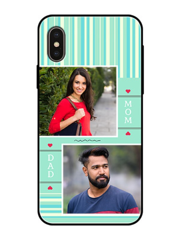 Custom Apple iPhone X Custom Glass Phone Case  - Mom & Dad Pic Design