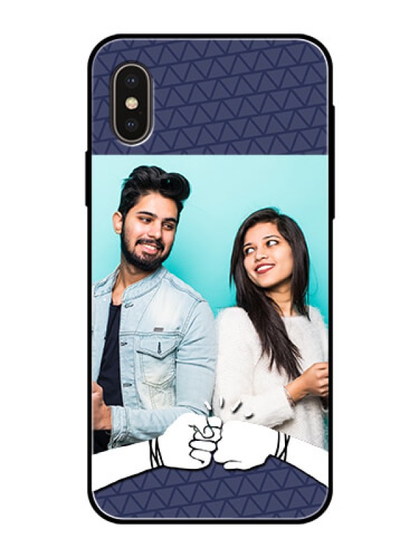 Custom Apple iPhone X Photo Printing on Glass Case  - with Best Friends Design  