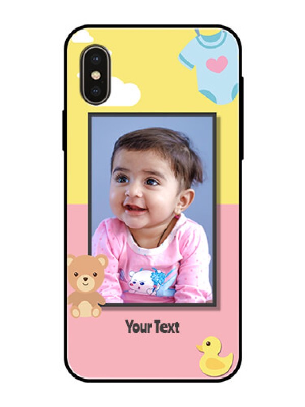 Custom Apple iPhone X Photo Printing on Glass Case  - Kids 2 Color Design