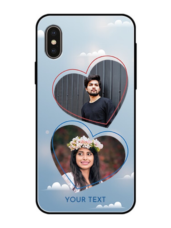 Custom Apple iPhone X Custom Glass Mobile Case  - Blue Color Couple Design 
