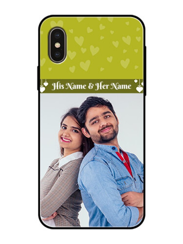 Custom Apple iPhone X Custom Glass Phone Case  - You & Me Heart Design