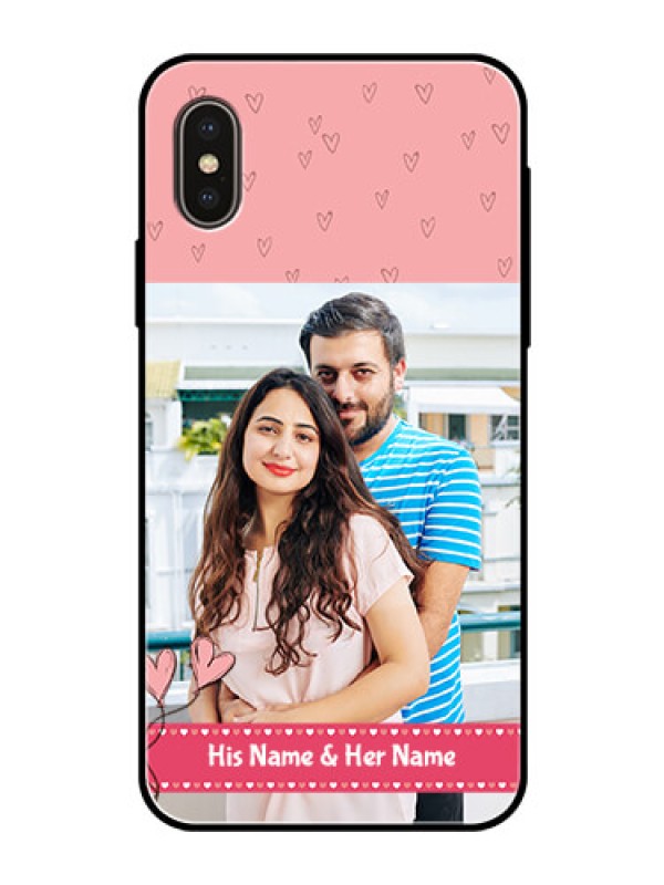 Custom Apple iPhone X Personalized Glass Phone Case  - Love Design Peach Color