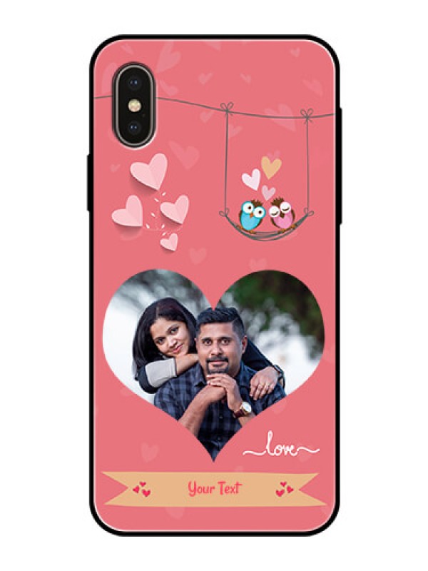 Custom Apple iPhone X Personalized Glass Phone Case  - Peach Color Love Design 