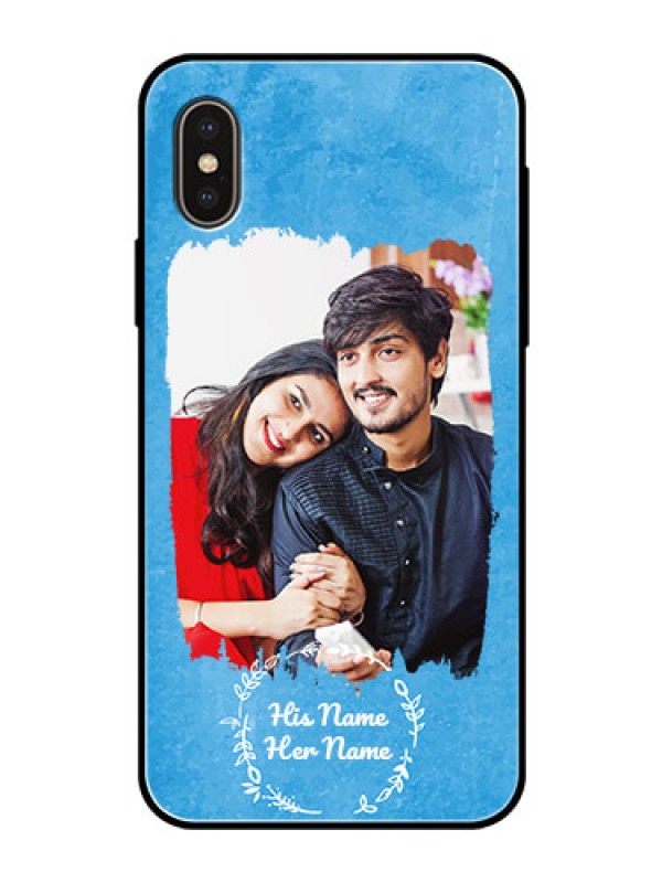 Custom iPhone X Custom Glass Phone Case - Blue Color Vintage Design