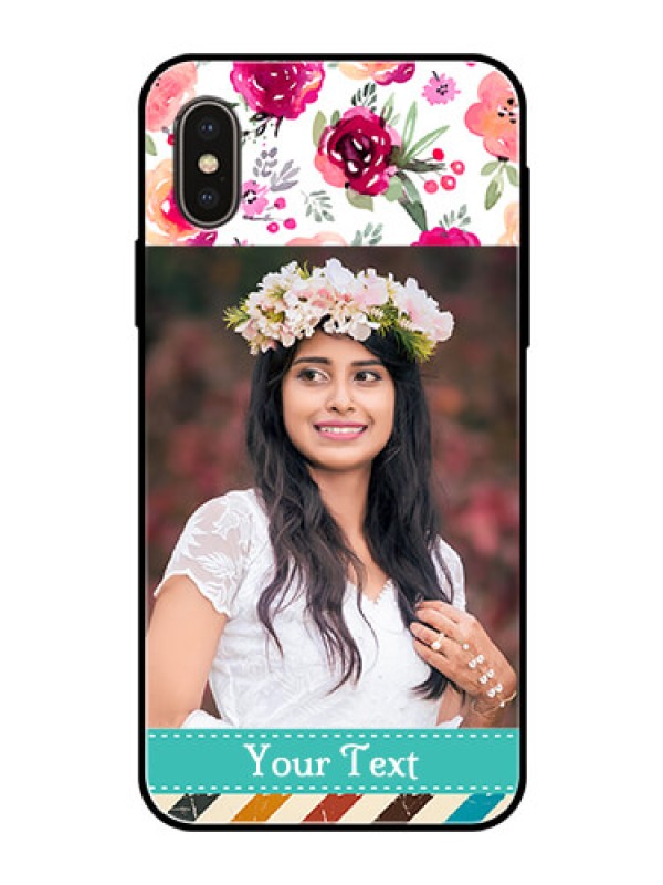 Custom Apple iPhone X Custom Glass Phone Case  - Watercolor Floral Design