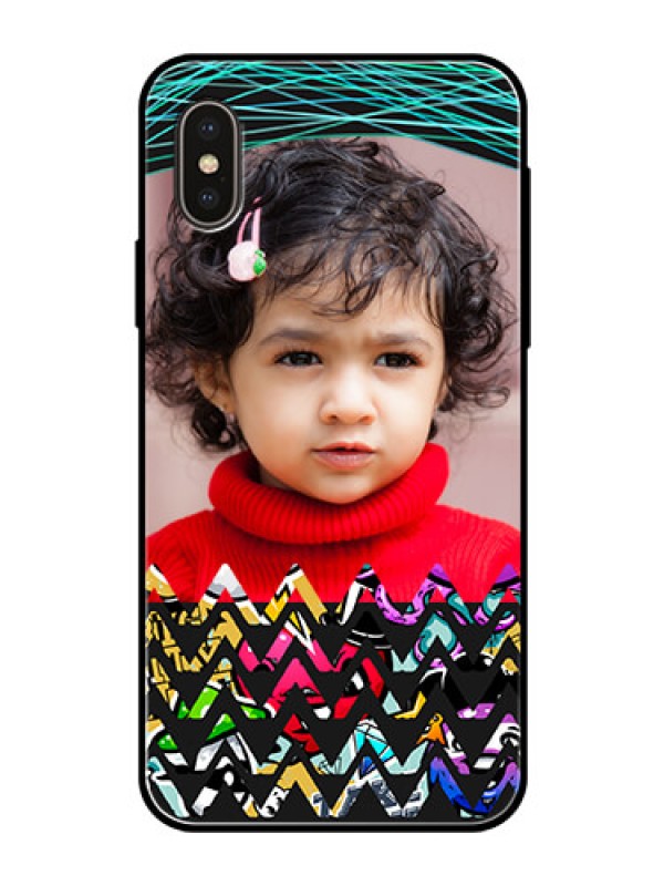 Custom Apple iPhone X Personalized Glass Phone Case  - Neon Abstract Design