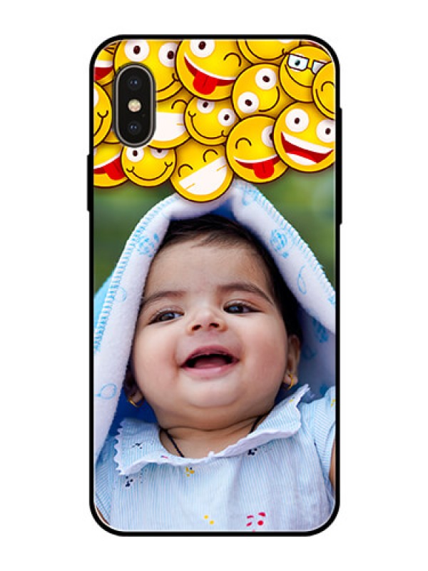 Custom Apple iPhone X Custom Glass Mobile Case  - with Smiley Emoji Design