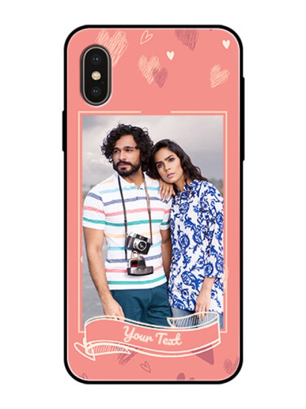 Custom Apple iPhone X Custom Glass Phone Case  - Love doodle art Design