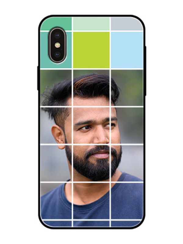 Custom Apple iPhone X Photo Printing on Glass Case  - with white box pattern 