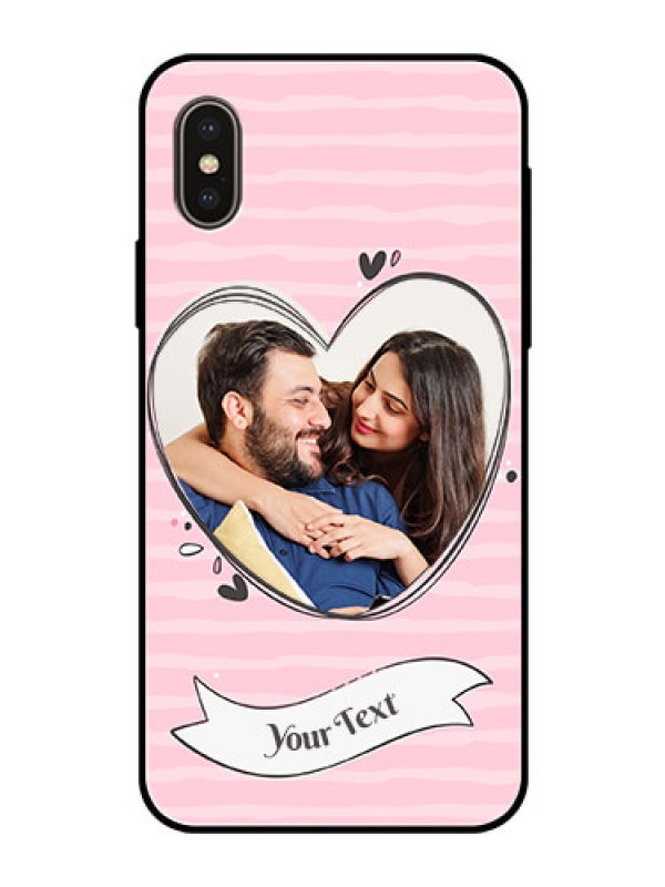 Custom Apple iPhone X Custom Glass Phone Case  - Vintage Heart Design