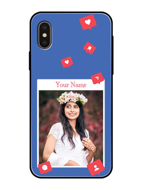 Custom iPhone X Custom Glass Phone Case - Like Share And Comment Design