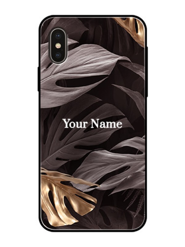 Custom iPhone X Personalised Glass Phone Case - Wild Leaves digital paint Design
