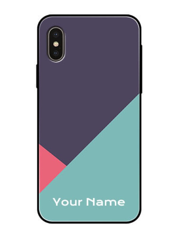 Custom iPhone X Custom Glass Mobile Case - Tri Color abstract Design
