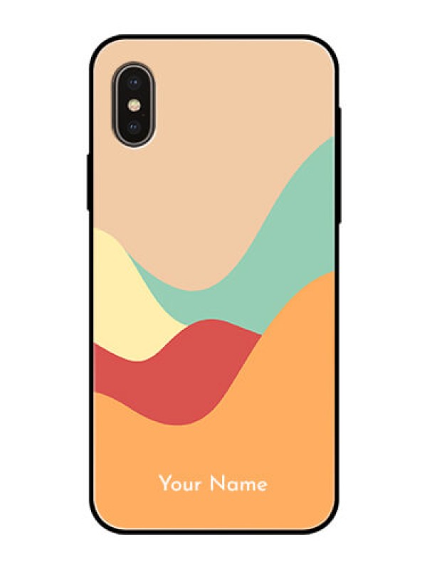 Custom iPhone X Personalized Glass Phone Case - Ocean Waves Multi-colour Design