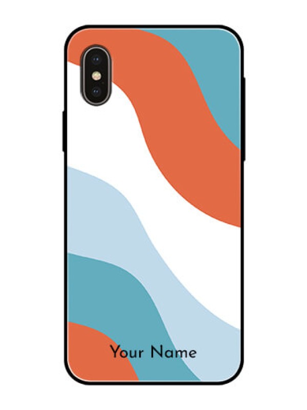 Custom iPhone X Custom Glass Mobile Case - coloured Waves Design