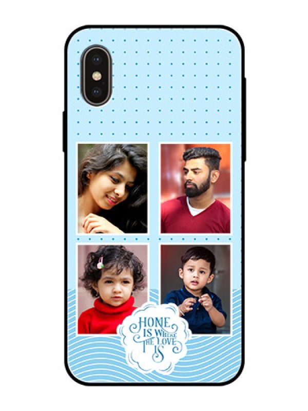 Custom iPhone X Custom Glass Phone Case - Cute love quote with 4 pic upload Design