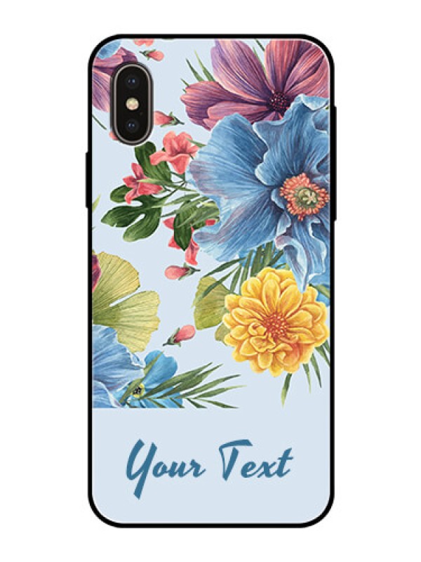 Custom iPhone X Custom Glass Mobile Case - Stunning Watercolored Flowers Painting Design