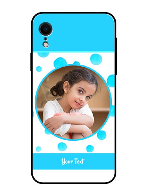 Custom Apple iPhone XR Photo Printing on Glass Case  - Blue Bubbles Pattern Design