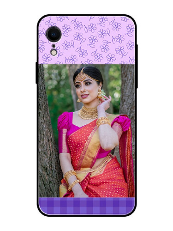 Custom Apple iPhone XR Custom Glass Phone Case  - Purple Floral Design