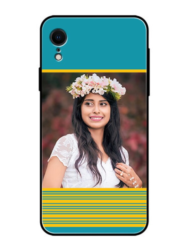Custom Apple iPhone XR Custom Glass Phone Case  - Yellow & Blue Design 