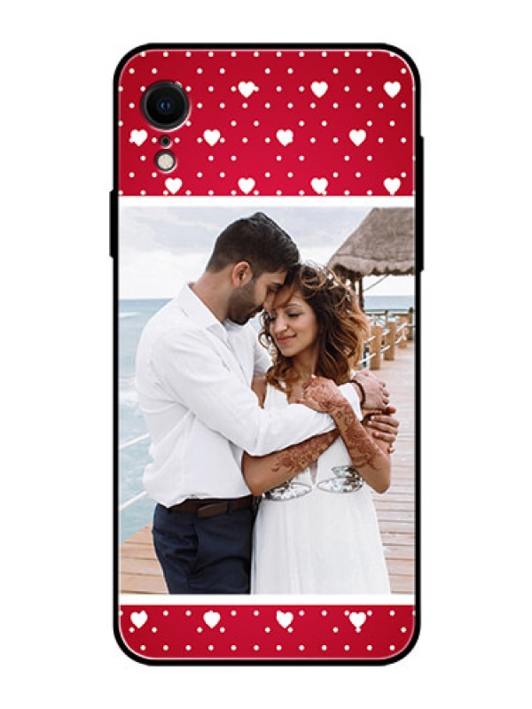 Custom Apple iPhone XR Photo Printing on Glass Case  - Hearts Mobile Case Design