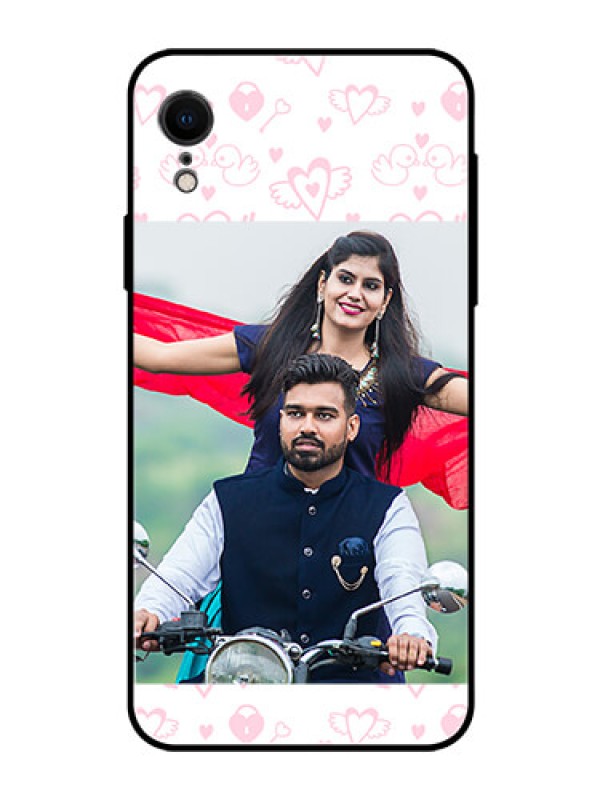 Custom Apple iPhone XR Custom Glass Mobile Case  - Pink Flying Heart Design