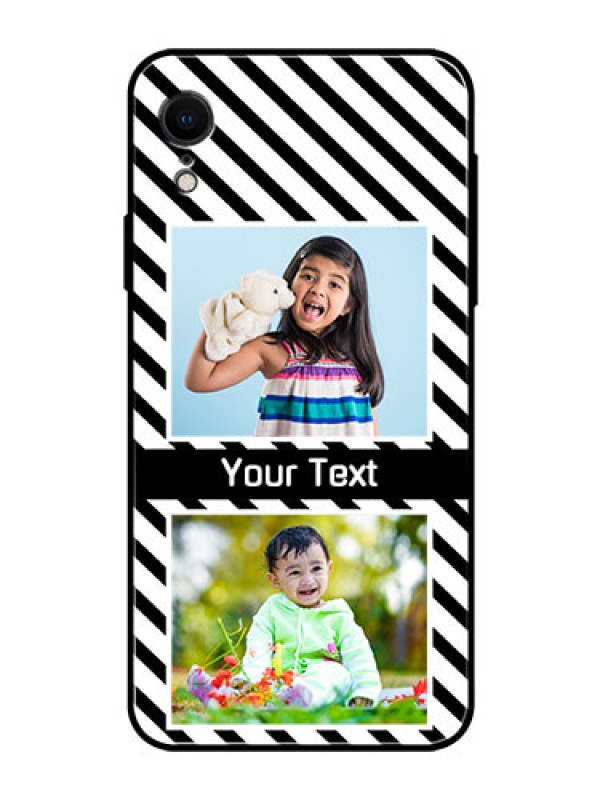 Custom Apple iPhone XR Photo Printing on Glass Case  - Black And White Stripes Design