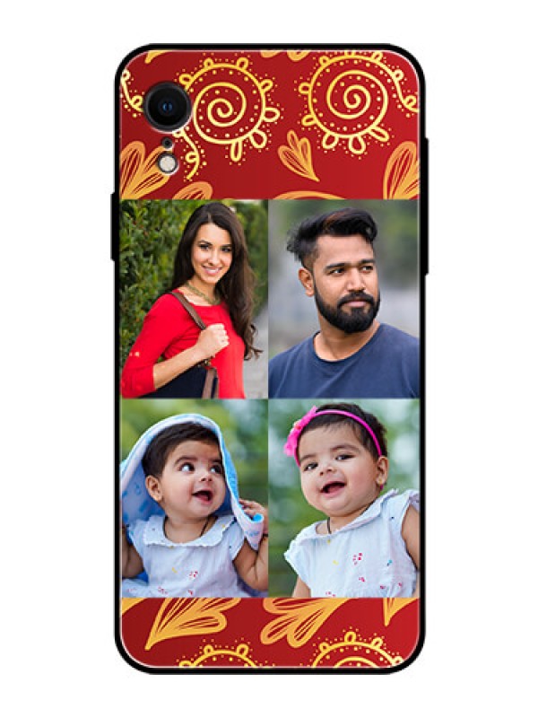 Custom Apple iPhone XR Photo Printing on Glass Case  - 4 Image Traditional Design