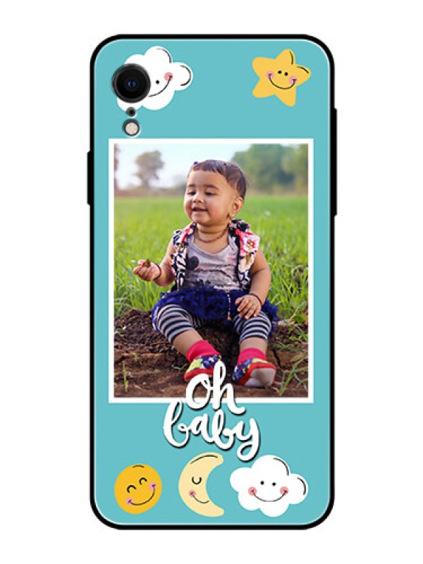 Custom Apple iPhone XR Personalized Glass Phone Case  - Smiley Kids Stars Design