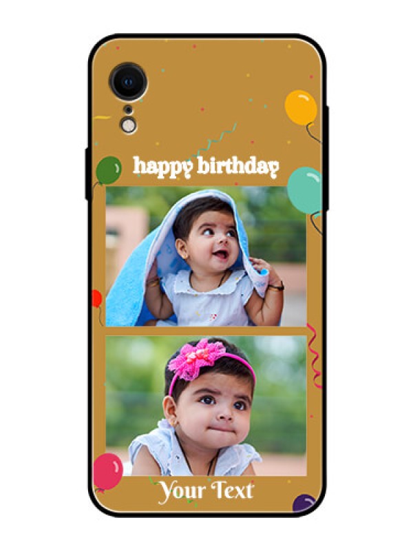 Custom Apple iPhone XR Personalized Glass Phone Case  - Image Holder with Birthday Celebrations Design