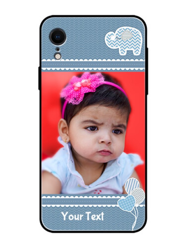 Custom Apple iPhone XR Photo Printing on Glass Case  - with Kids Pattern Design