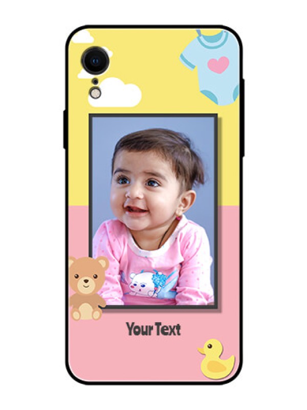 Custom Apple iPhone XR Photo Printing on Glass Case  - Kids 2 Color Design